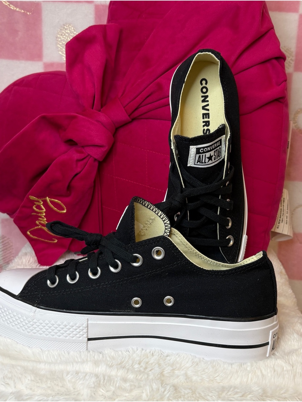 Converse Black Low-Top Platform Sneakers